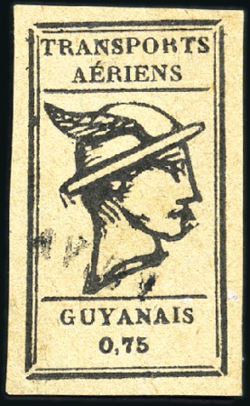 Stamp of Colonies françaises » Guyane - T.A.G. 75c noir sur gris, obl., TB, rare, signé Behr, Cal
