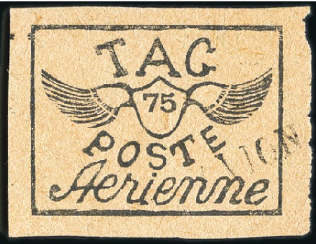 Stamp of Colonies françaises » Guyane - T.A.G. 75c noir sur saumon, obl., TB, rare, cert. Roumet