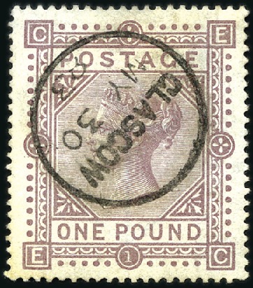 Stamp of Great Britain » 1855-1900 Surface Printed 1867-83 £1 Brown-Lilac on blued paper, wmk Anchor,