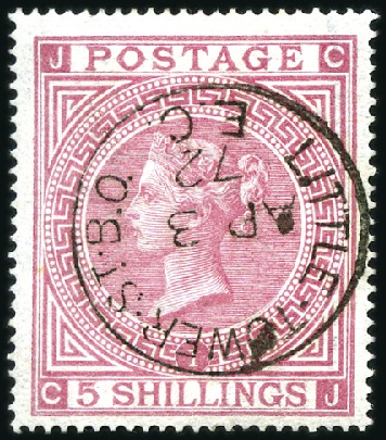 Stamp of Great Britain » 1855-1900 Surface Printed 1867-83 5s Rose pl.1, wmk MC, with crisp and neat 