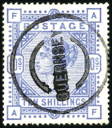 Stamp of Great Britain » 1855-1900 Surface Printed 1883-84 10s Ultramarine with neat Guernsey rubber 