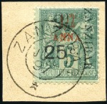 Stamp of Colonies françaises » Zanzibar (Poste française) 1897 2 1/2 et 25c sur 1/2a sur 5c vert: sélection 
