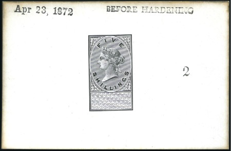 Stamp of Bechuanaland » British Bechuanaland 1888 Unappropriated Die 5s die proof in black on g