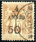 Stamp of Colonies françaises » Zanzibar (Poste française) 1897 5 et 50 sur 4a sur 40c: groupe de 4 timbres o