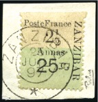 Stamp of Colonies françaises » Zanzibar (Poste française) 1897 Bordures supérieures: n°37 pos. 1, tirage 50,