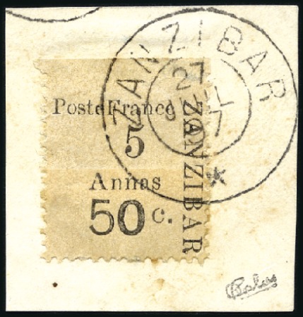 Stamp of Colonies françaises » Zanzibar (Poste française) 1897 Bordures supérieures: n°37 pos. 1, tirage 50,
