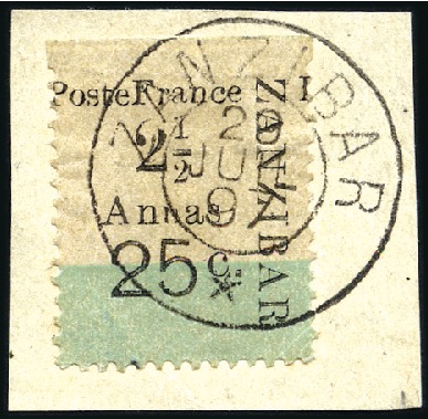 Stamp of Colonies françaises » Zanzibar (Poste française) 1897 Bordures supérieures: n°37 pos. 4, tirage 50,