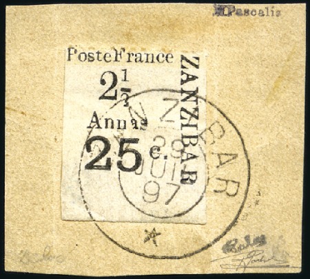 Stamp of Colonies françaises » Zanzibar (Poste française) 1897 Bordures inférieures : n°39A, pos 32, tirage 