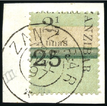 Stamp of Colonies françaises » Zanzibar (Poste française) 1897 Intervalles : n°42b, type III, barre du milie