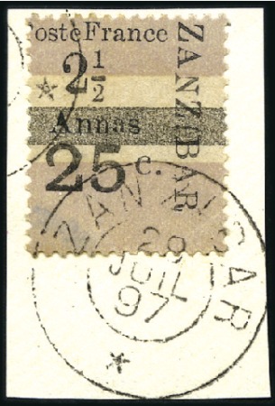 Stamp of Colonies françaises » Zanzibar (Poste française) 1897 Intervalles : n°43a, type II, Pos. 34, tirage