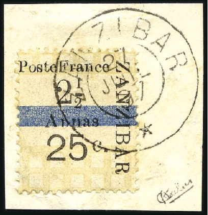 Stamp of Colonies françaises » Zanzibar (Poste française) 1897 Intervalles : n°44, type I, Pos. 3, tirage 20