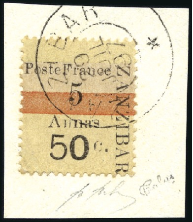 Stamp of Colonies françaises » Zanzibar (Poste française) 1897 Intervalles : n°46, Pos. 3, tirage 20, obl., 