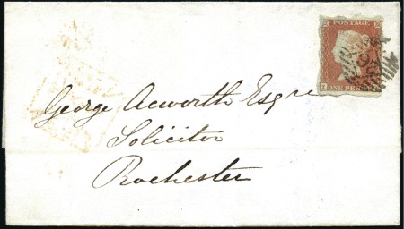 Stamp of Great Britain » 1841 1d Red TREASURY ROULETTE: 1d Red-Brown pl.135 IF with "Tr