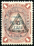 Stamp of Peru » Collections and Large Lots 1874-99 Issues, fat stockbook neatly laid out stam