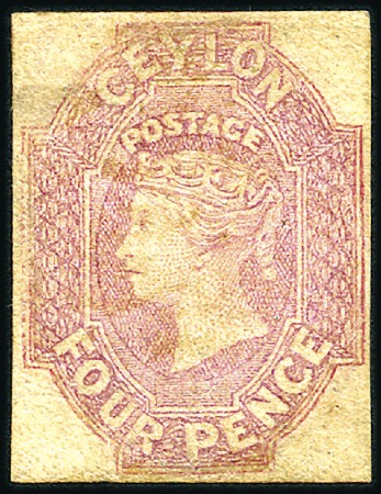 Stamp of Ceylon 1857-59 4d Dull Rose unused, margins added and ton