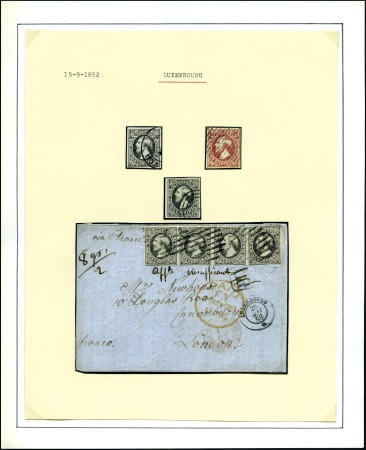 Stamp of Luxembourg 1852 First issue selection on exhibition pages com
