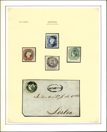 Stamp of Portugal 1853 Queen Maria II, the complete first set of fou
