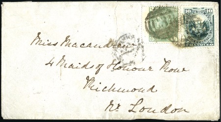 Stamp of Peru » British Post Offices Peru 1876 10c Green MIXED FRANKING, tied together 