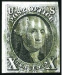 Stamp of United States » 1847 Issue 10c black, three sound examples (clear to good mar