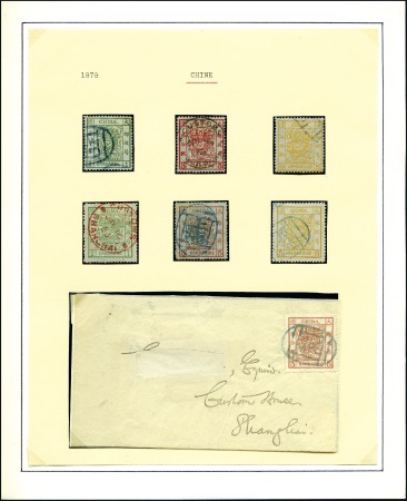 Stamp of China 1878 Large Dragons, the three values used, both wi