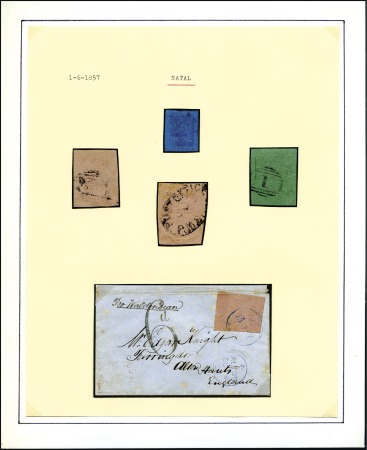 Stamp of South Africa » Natal 1857-89, Small selection on two exhibition pages s