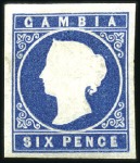 Stamp of Gambia 1869 First Issue, without watermark, five singles 