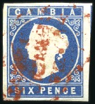 Stamp of Gambia 1869 First Issue, without watermark, five singles 