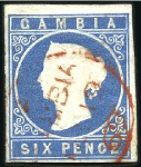 Stamp of Gambia 1869 First Issue, without watermark, five singles 