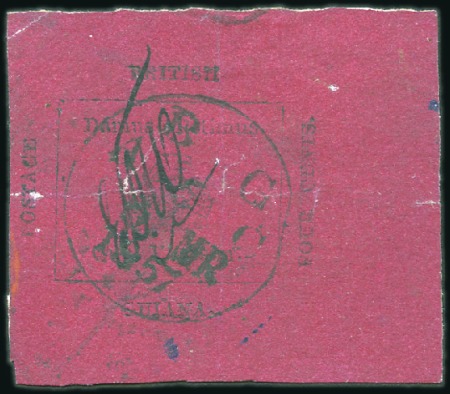 Stamp of British Guiana 1856 4c Black on Magenta, signed E.D.W(ight) and c