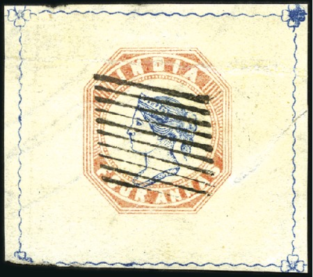 Stamp of India 1854 4a Blue and Red, 2nd printing, Head Die II, F