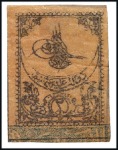 Stamp of Turkey » Tughra Issue » 1863-65 2nd Printing: Tax, Thin Paper 2pi black on red-brown, attractive selection of un