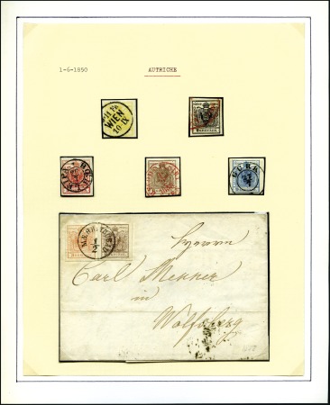 Stamp of Austria 1850-71, Attractive selection on exhibition pages 