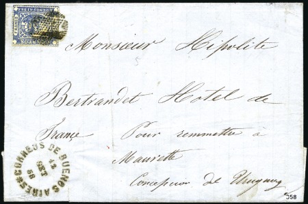 Stamp of Argentina » Buenos Aires 1858 1p blue tied diamond of dots on cover from Bu