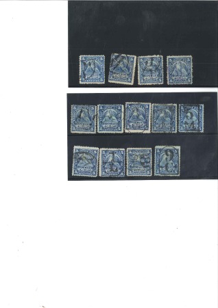 Stamp of Nicaragua 1882 5c Blue, ALPHA-NUMERIC cancels 1 to 13 on thi