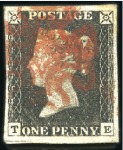 Stamp of Great Britain » 1840 1d Black and 1d Red plates 1a to 11 ROWLAND HILL: Fragment SIGNED by Rowland Hill, mou