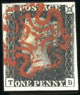 Stamp of Great Britain » 1840 1d Black and 1d Red plates 1a to 11 Plate 6 TB with fine to large margins and crisp re