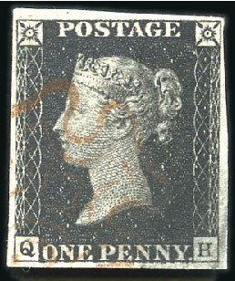 Stamp of Great Britain » 1840 1d Black and 1d Red plates 1a to 11 Plate 1b QH with fine to large margins, faint red 
