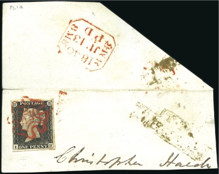 Stamp of Great Britain » 1840 1d Black and 1d Red plates 1a to 11 Plate 1a IH with good to large margins, tied on la