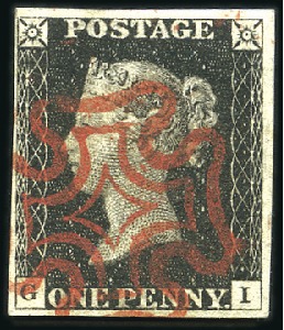 Stamp of Great Britain » 1840 1d Black and 1d Red plates 1a to 11 Plate 2 GI with fine to very good margins, crisp r