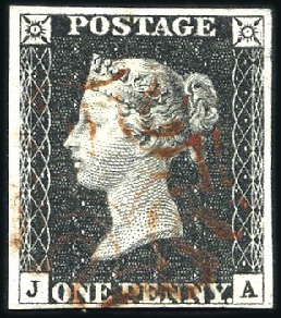 Stamp of Great Britain » 1840 1d Black and 1d Red plates 1a to 11 Plate 6 JA with fine to very good margins, light r