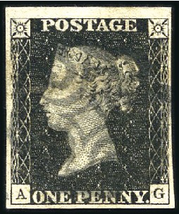 Stamp of Great Britain » 1840 1d Black and 1d Red plates 1a to 11 Plate 5 AG with fine to very large margins, light 