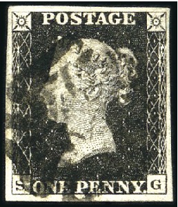Stamp of Great Britain » 1840 1d Black and 1d Red plates 1a to 11 Plate 9 SG with good to large margins, black MC, v
