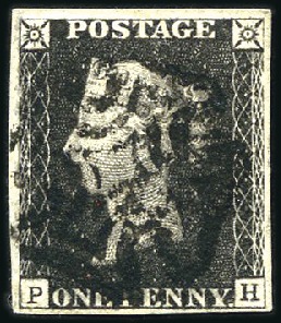 Stamp of Great Britain » 1840 1d Black and 1d Red plates 1a to 11 Plate 11 PH with fine to very good margins, black 