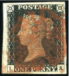 Stamp of Great Britain » 1840 1d Black and 1d Red plates 1a to 11 Group of Penny Blacks, incl. 14 singles (1 on piec
