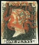 Stamp of Great Britain » 1840 1d Black and 1d Red plates 1a to 11 Group of Penny Blacks, incl. 14 singles (1 on piec