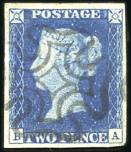 Stamp of Great Britain » 1840 2d Blue (ordered by plate number) Plate 2 BA with good to very good margins, crisp b
