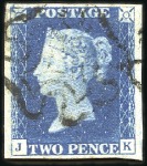 Stamp of Great Britain » 1840 2d Blue (ordered by plate number) Group of 2d blues, incl. unused example (repaired)