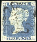 Stamp of Great Britain » 1840 2d Blue (ordered by plate number) Group of 2d blues, incl. unused example (repaired)