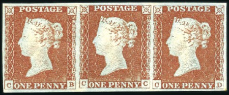 Stamp of Great Britain » 1841 1d Red Group of 1841 1d reds, incl. mint og strip of thre