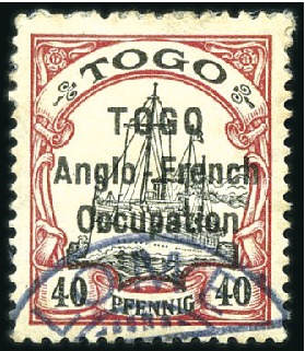 Stamp of Germany » German Colonies » Togo » Togo British Occupation 1914 German Colonial Issue 40pfg black & carmine, 